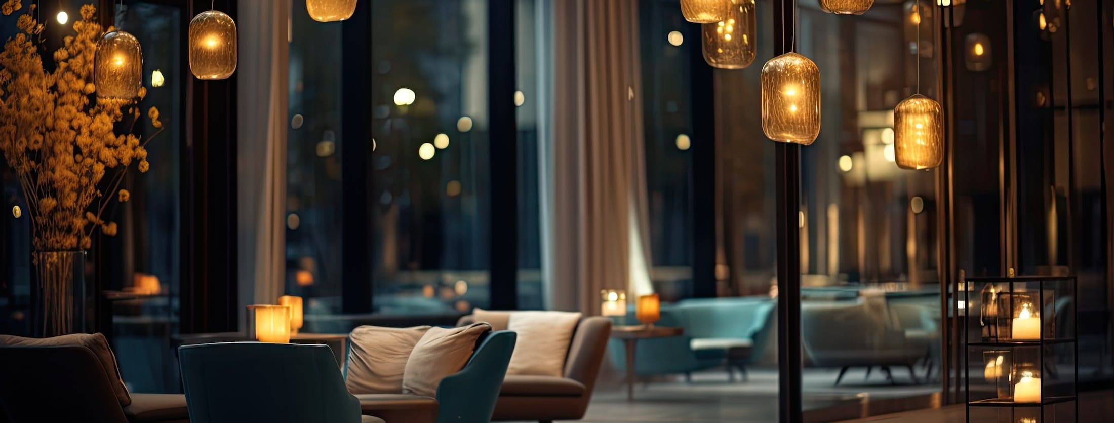 Ruhige Lounge im Abendlicht – Raum für Beratung und Konzeption